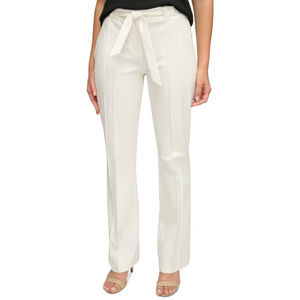 Donna Karan Women's Size 2 White Belted Seamed Slim Straight Trousers NWT